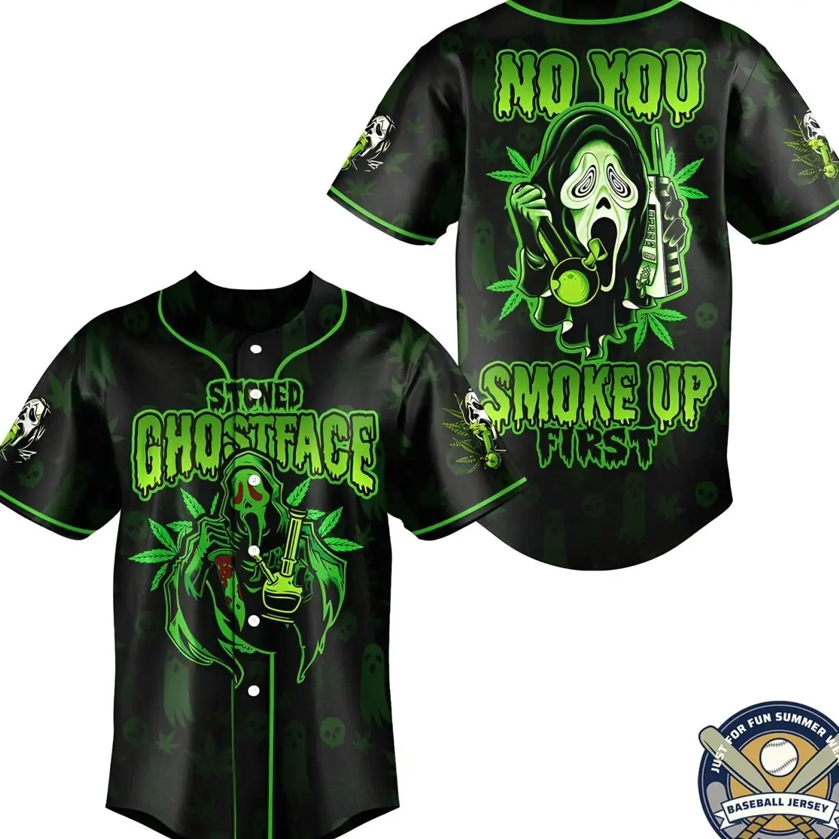 No You Smoke Up First Baseball Jersey, Ghost Face Scream Horror Graphic Baseball Sport Shirt, Scary Movie Vintage 90s Classic Retro Halloween Shirt Jersey Gift For Man and Women Unisex Jersey Shirt Human Menswear