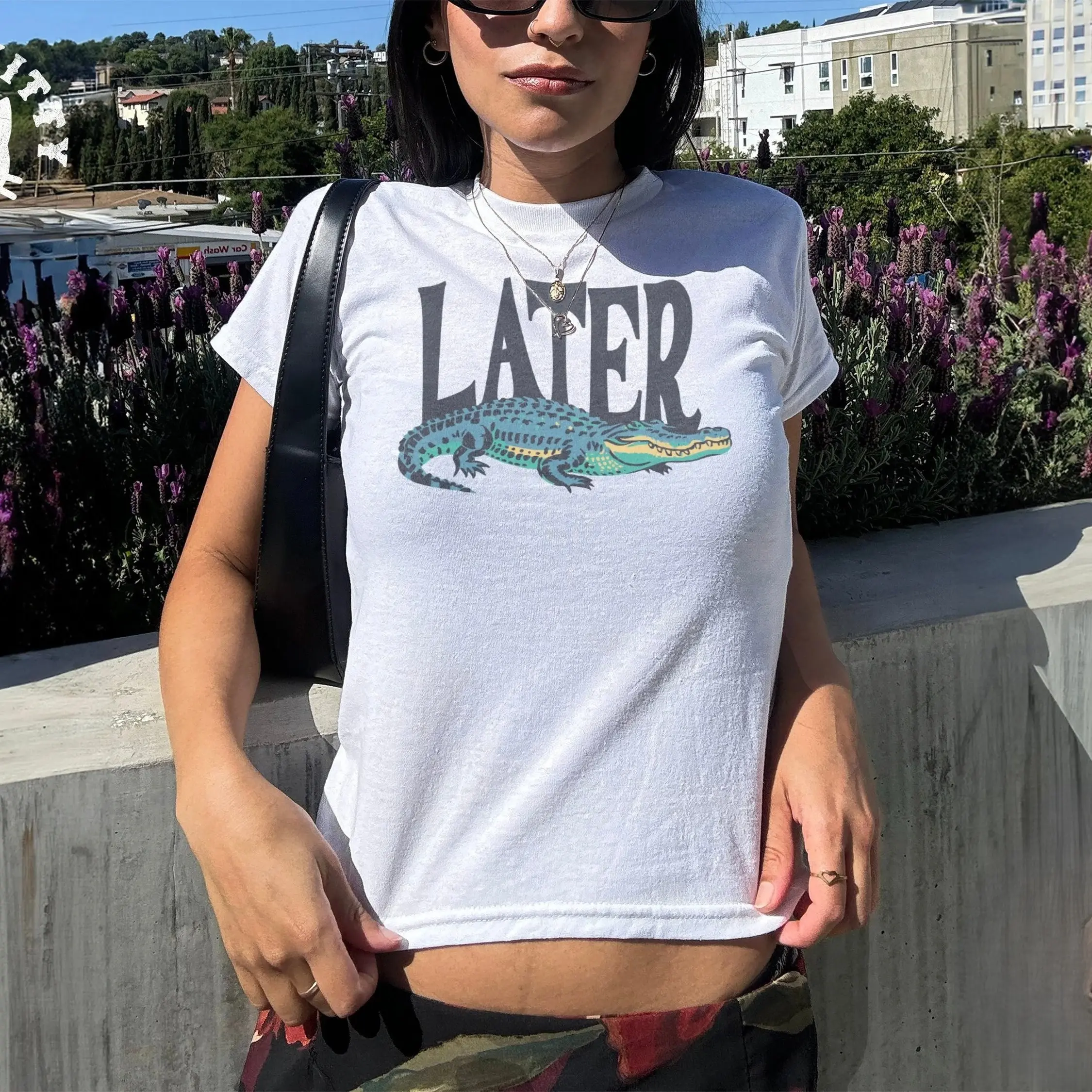 Later Gator Vintage 90s Y2K Baby Tee, Graphic Alligator Print Baby Tee, Retro Style Cropped Baby Tee, Funky Fashion Statement Shirt, Trendy Apparel, Gift For Her