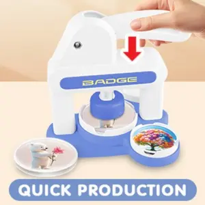 Manual Jewelry Making Tool Badge Machine, 55mm/35mm DIY Set with Plastic Parts & Circle Cutter, No Power Needed, Perfect for Parties and Gifts