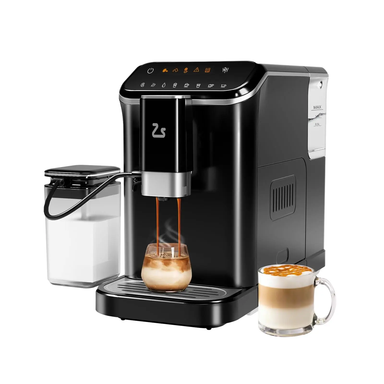 Espresso Machine with Milk Tank, 20 Bar, Built-In & Adjustable Espresso Bean Grinder, 1-15 Adjustable Grind Size Levels, Super-Automatic Espresso Machines, Gift for Coffee Lover