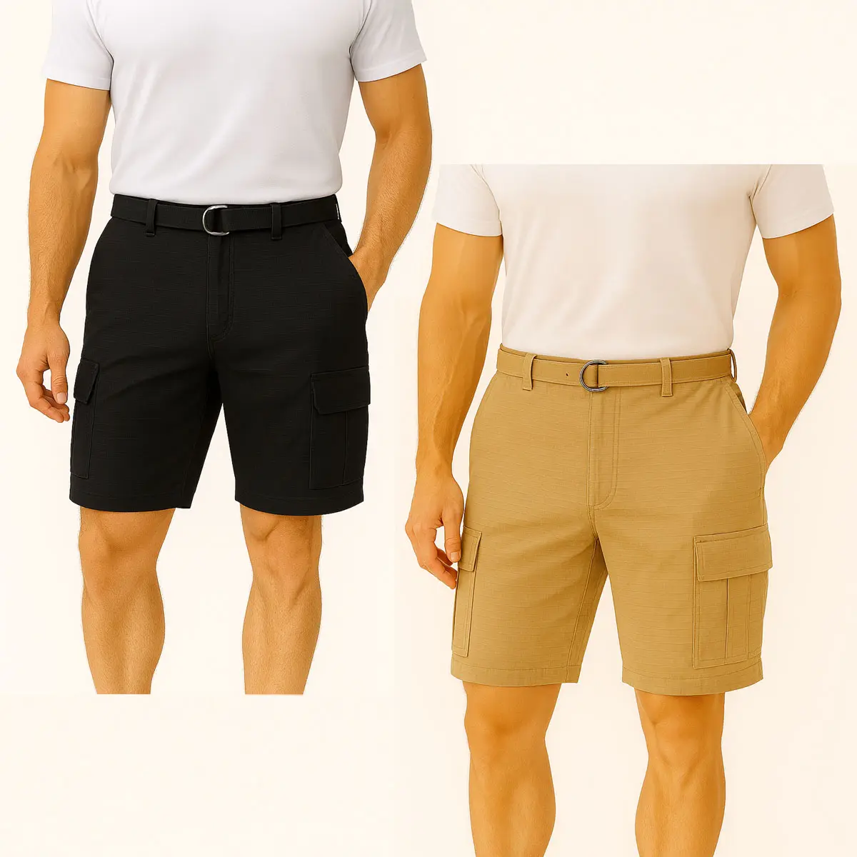 (2 Pack) Black-Khaki