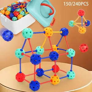 150/240 PCS of 3D Magic Beads Building Block Sets Toys for Kids - DIY Geometric Assembly Puzzle, Large Particle Educational Toy for Boys and Girls. Creativity-Boosting Toy for Children Ages 3 and Up (Random Colors).
