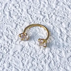 Titanium Double CZ Nose Ring 18G – Hypoallergenic Gold Nose Piercing Hoop, 8mm Curved Barbell Screw Top | Dainty Nose Jewelry for Women, Everyday Nose Ring, TikTok Viral Nose Piercing Jewelry, Gift for Her,Mini Gifts