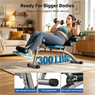 {Fast Shipping} Abdominal Muscle Exerciser for Home Gym, Adjustable Abdominal Training Bench, Full Body Workout Fitness Equipment, Multifunctional Exercise Chair for Women, 300 Lbs Weight Capacity