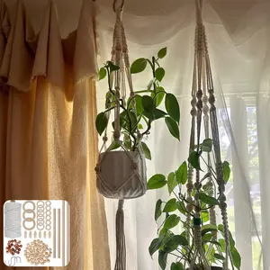 Macrame Kit for Beginners Natural Cotton Rope Macrame Wall Hanging Kit Complete Macrame Making Kit DIY Macrame Supplies with Wood Beads Wood Rings Wood Sticks S Hooks