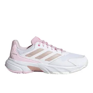 adidas Womens Courtjam Control 3 Tennis Sneakers Shoes - Pink, White
