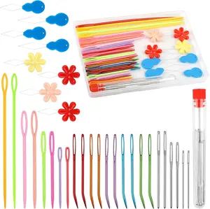 60 PCS Yarn Needle Kit, Including Bent Tapestry Needle 3 Sizes Weaving Needle Darning Needles for Yarn, Knitting Needles with Needle Threaders for Sewing and Crochet Supplies