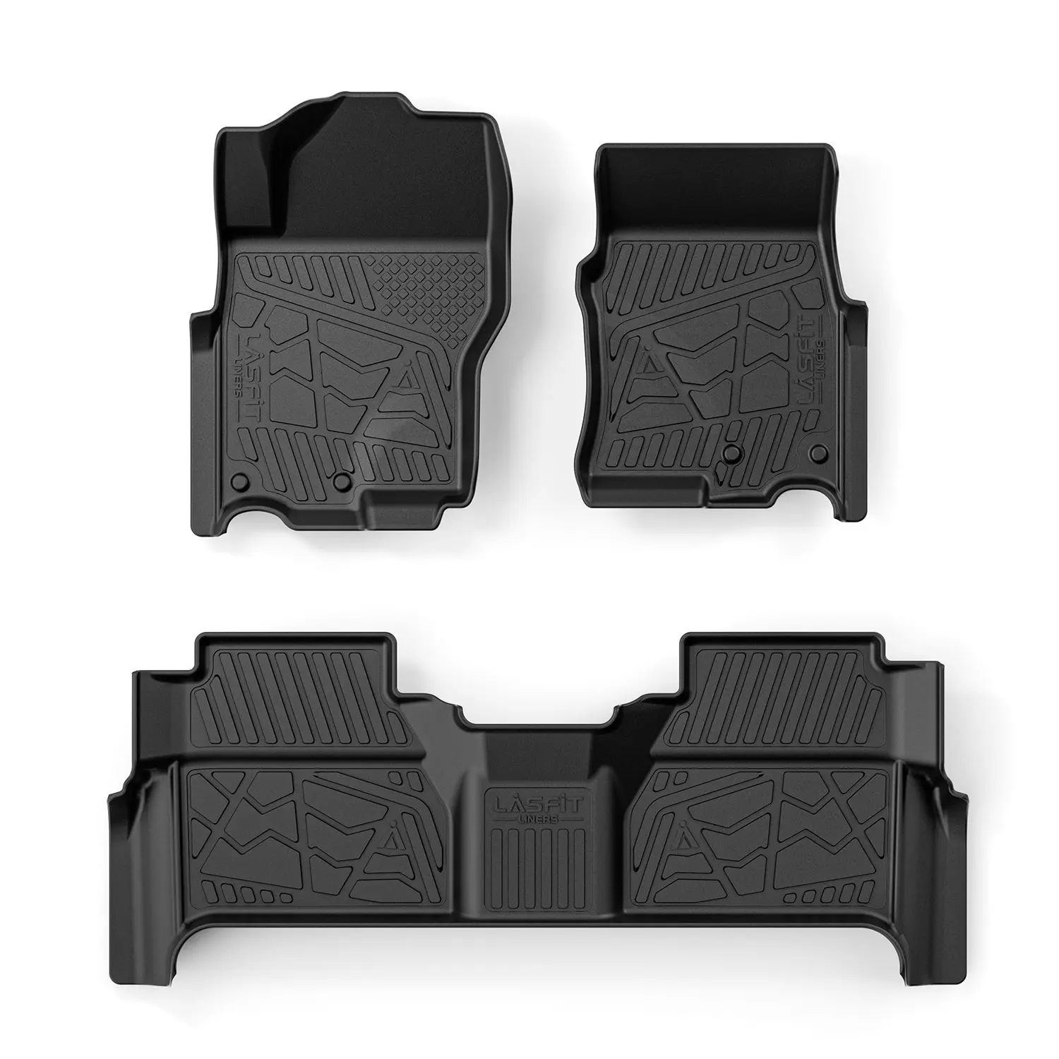 Lasfit TPE Automotive Floor Mats - Custom-Fit Car Accessories for 2022-2026 Nissan Frontier Crew Cab, 3D Scanning Designed, Anti-Slip Synthetic Mats