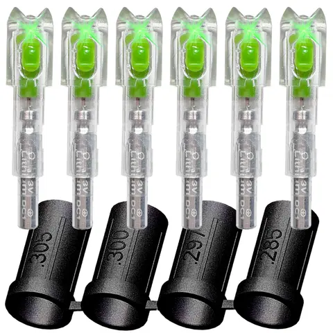 Lighted Universal Crossbow Nocks for Hunting Targets, with .285/.297/.300/.302/.305” Bushings and Lighted Arrows Nocks with (.204/.233/.242/.244” ) Bushings for Enhanced Accuracy & Target Visibility
