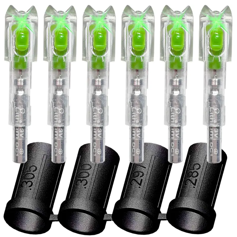 Lighted Universal Crossbow Nocks for Hunting Targets, with .285/.297/.300/.302/.305” Bushings and Lighted Arrows Nocks with (.204/.233/.242/.244” ) Bushings for Enhanced Accuracy & Target Visibility