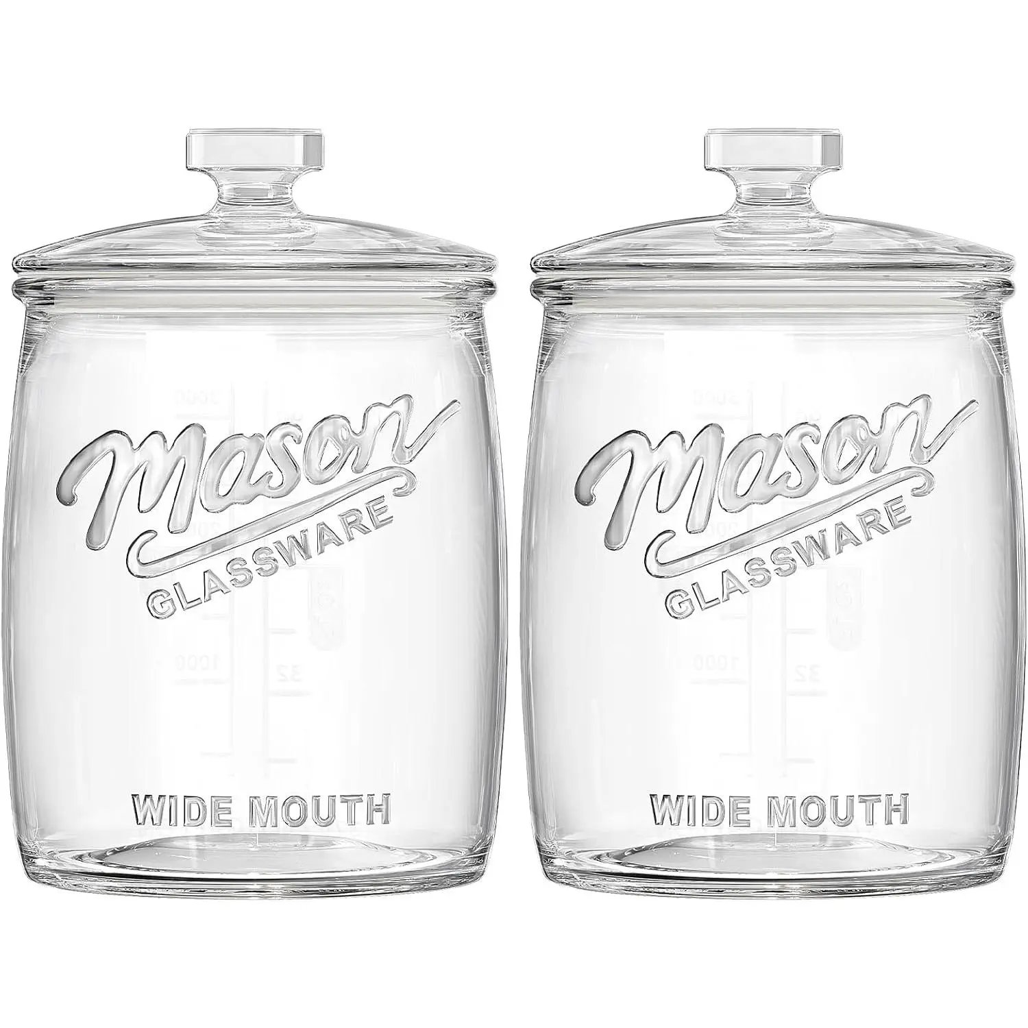 2 Pack Cookie Jar, 1 Gallon Glass Jar with Airtight  - Large Wide Mouth Mason Jar for Kitchen Pantry& Laundry Room, Glass  Canisters Sets for Candy, Flour, Rice, Coffee, Display