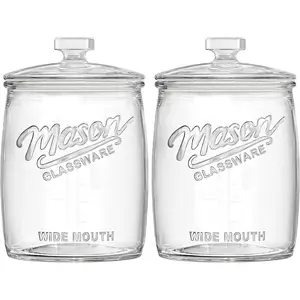 2 Pack Cookie Jar, 1 Gallon Glass Jar with Airtight  - Large Wide Mouth Mason Jar for Kitchen Pantry& Laundry Room, Glass  Canisters Sets for Candy, Flour, Rice, Coffee, Display