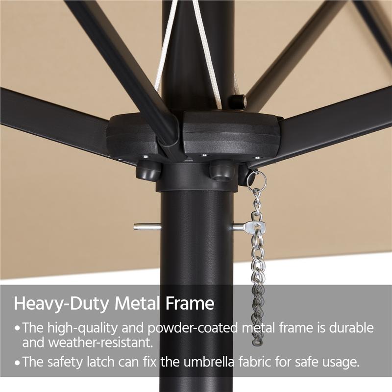 Yaheetech 15/13ft Heavy Duty Canopy Double Layer Cloth Patio Umbrella with 12 Ribs Hand Crank for Easy Opening 2 Sandbags Outdoor Design for Garden Pool and Lawn