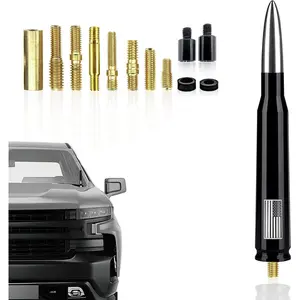 Silver Car Truck Bullet Antenna: Fits GM Chevy Silverado 1500/3500 HD, Avalanche, GMC Sierra 1500/3500 Denali car bullet antenna
