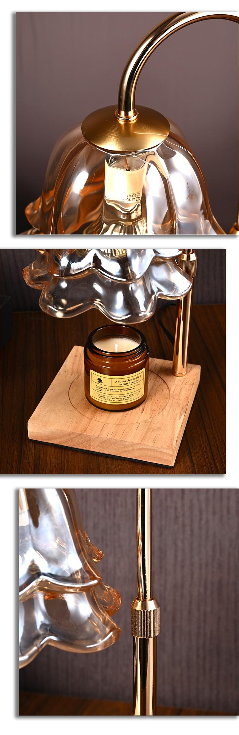 Tulip Candle Lamp Dimmable Timer Height Adjustable Solid Wood Base Flameless Candle Warmer Light Bedroom Study Home Decor