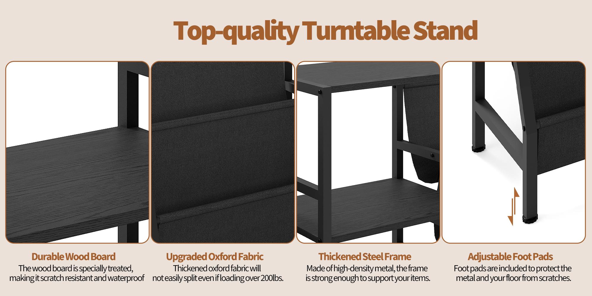 6 Tier Vinyl Record Storage Stand ，Holds 200+ Records & Enlarged Turntable Top，Vertical Space Saving Display Unit For Living Room