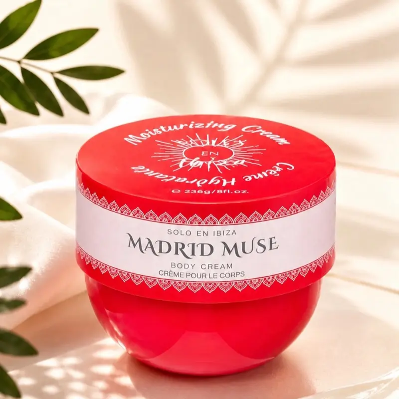 Solo En Ibiza Moisturizing Body Cream - 8 Fl Oz Body Care Moisturizer, Gentle Nourishing Soothing Hydrator for Dry Skin, Natural Vitamin Blend, Cruelty Free, Sensitive Skin-Friendly, Lightweight Daily Option for Female Adults