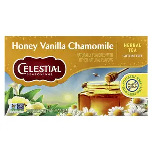Celestial Seasonings Herbal Tea, Honey Vanilla Chamomile, Caffeine Free, 20 Tea Bags, 1.7 oz (47 g)