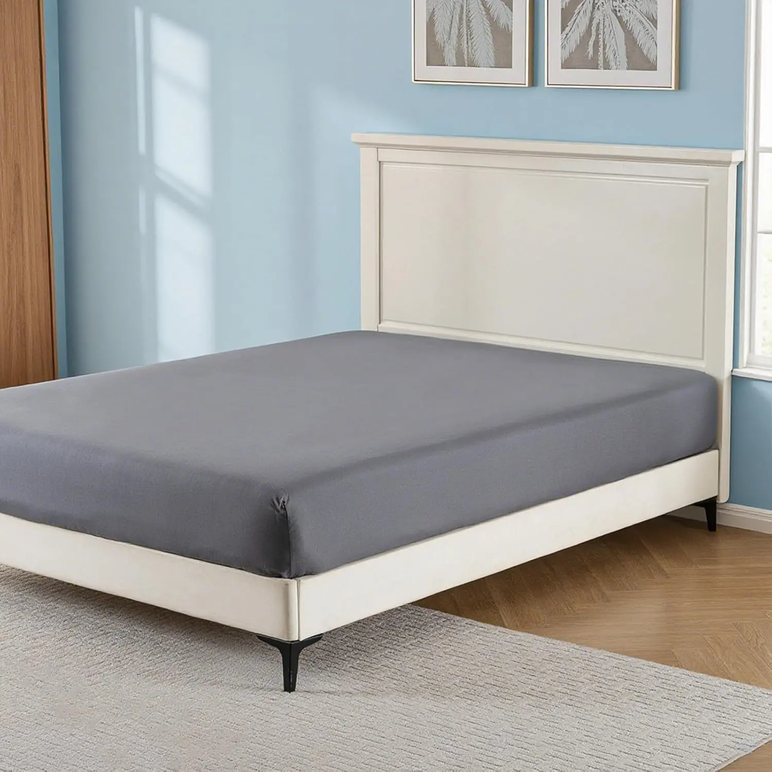 16" Deep Pocket Fitted Sheet  Size - Pack of 2 Bed Sheets - Soft Brushed Microfiber - Fits up to 16 inch Mattress - Breathable, Wrinkle Free, Fade Resistant,Easy Care (Dark Grey,60 * 80)