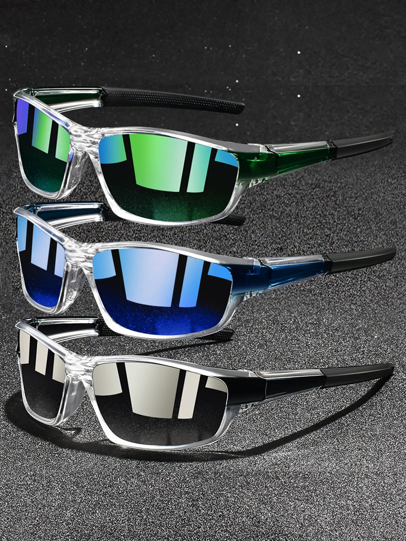 3pcs of pieced unisex sports sunglasses, Summer sports sunglasses, designed by luxury brand designers, with multiple color options, suitable for outdoor activities and driving, UV400 protection, Biking Sunglasses