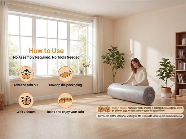 【FELIZPACE】 Cloud Couch, Upholstered Cloud Sofa Sectional Couch with L Shape Chaise, Fluffy Comfy Boneless Couch with Deep Seat & Throw Pillows, Cloud Couches for Living Room, No Assembly Required, Boneless sectional couch, Beige, Blue, Black