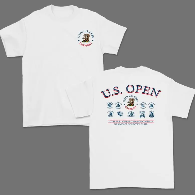 Men's U.S. Open Oakmont Short-Sleeve T-Shirt - Unisex Soft Cotton Fabric Basics, Patriotic Vintage Print, Breathable Sportswear, Streetwear Casual Top, Gift Option
