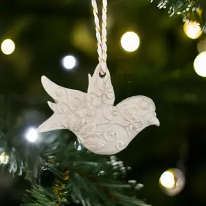 Handmade Embossed Dove Christmas Ornament