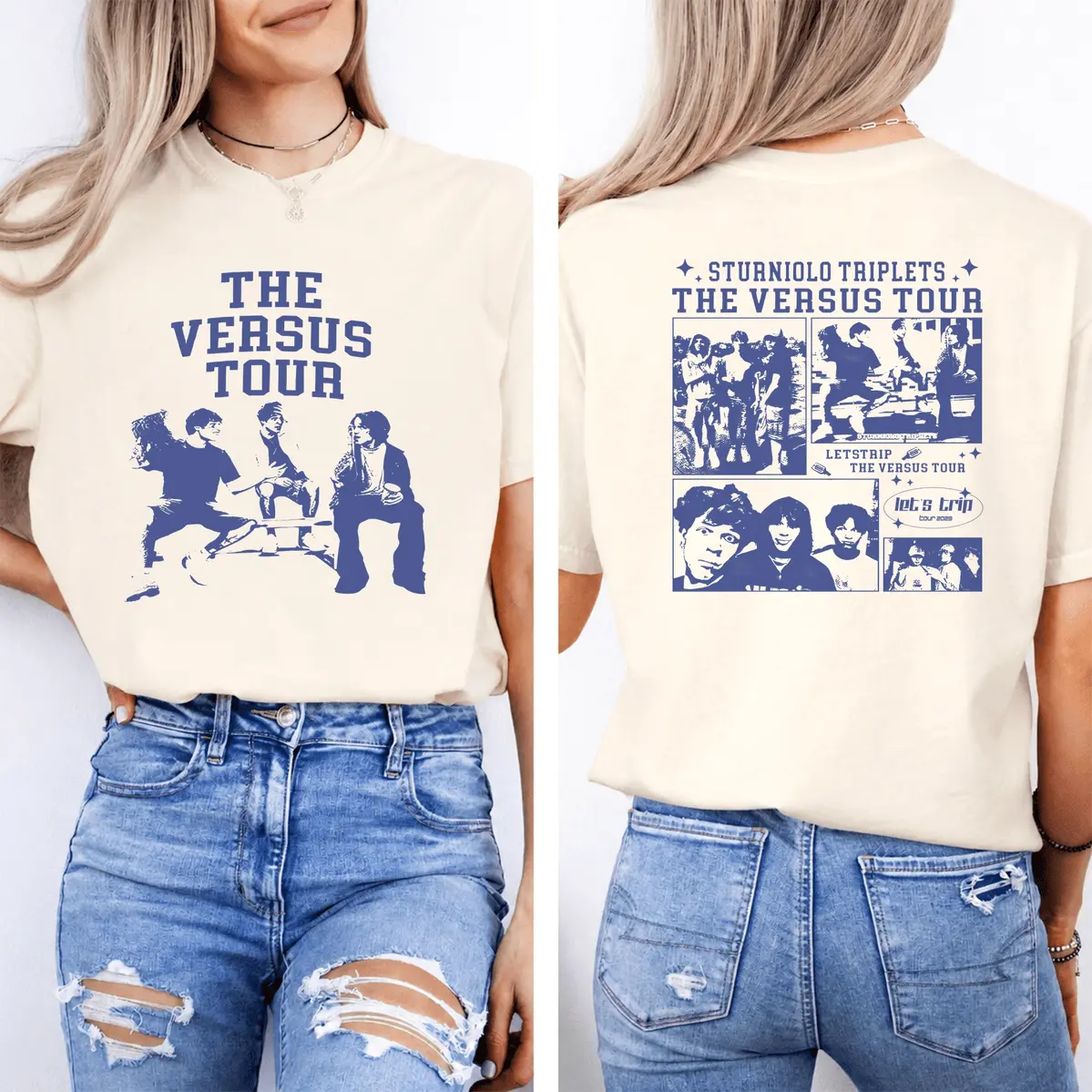 Sturniolo Triplets Iconic Shirt 2 Side The Versus Tour 2023 Concert Ticket Vintage 90s Y2k Graphic Shirt Unisex Gif Soft_319 Relaxed Fit Cotton Tee For Men & Women