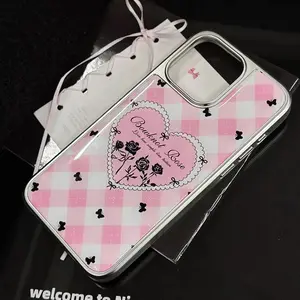 Korean-style heart rose case suitable for iPhone 17 electroplated resin 16 phone case 14 for girls 13 hydrogel 15 set