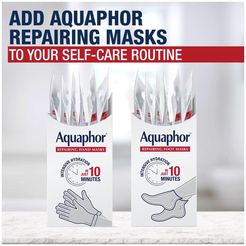 Aquaphor Repairing Foot & Hand Masks Bundle 2+2 with Avocado Oil & Shea Butter for Intense Hydration in 10 Minutes Gentle Formula Fragrance Free Moisturizer