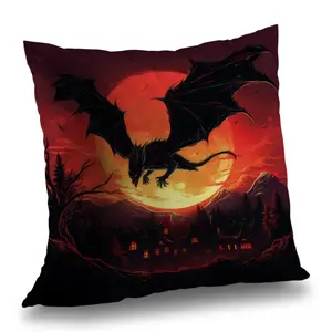 MWW C1PO1616MDPXHB 16x16 in. Dragon-Shaped Standard Pillow, The Dragon's Wrath - Red Outdoor Throw Pillow for Home Decor, Dragon-Shaped Standard Pillows