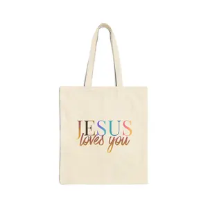 Jesus Loves You Tote Bag | Faith Scripture Canvas Tote