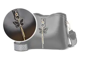 Butterfly Ornament Elegant Crossbody Bag for Women Lightweight Bucket Style Shoulder Bag with Adjustable Strap Stylish Everyday Use Bag