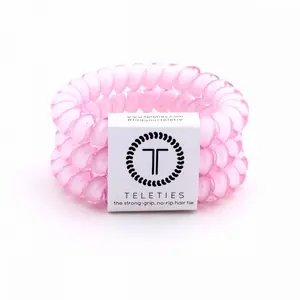 TELETIES Rose Water Pink Teleties Large Strong Grip No Rip Hair Tie Pack of Three Stylish Bracelet Design