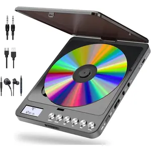 Portable CD Player with  and FM Transmitter, 2000mAh Rechargeable  CD Players with Speakers Dual Headphones Jack Anti-Skip cd Player for   Adults