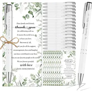 30 Sets Wedding Favors for Guests Bulk Bridal Shower Pens Gifts Includes Retractable Ballpoint Pen with Greeting Thank You Cards for Guest Wedding Souvenirs Party Supplies