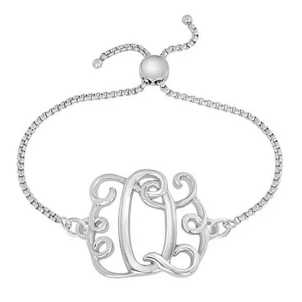 Stately Steel Stainless Steel Initial Chain Adjustable Bracelet