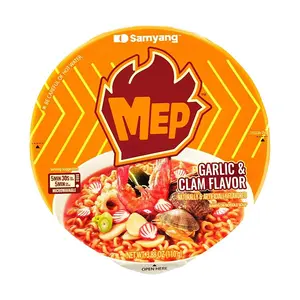 Samyang MEP Garlic Clam Flavor Ramen Large Bowl 110g - Spicy Seafood Noodle Soup, Korean Instant Noodles, Authentic Flavor