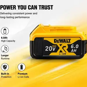 DEWALT 20V MAX Lithium-Ion 6.0Ah Cordless Drill Battery, Durable High-Capacity Lithium Replacement Battery for Power Tools, Lithium Replacement Batteries