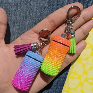 Beaded porable pill box keychains in size medium