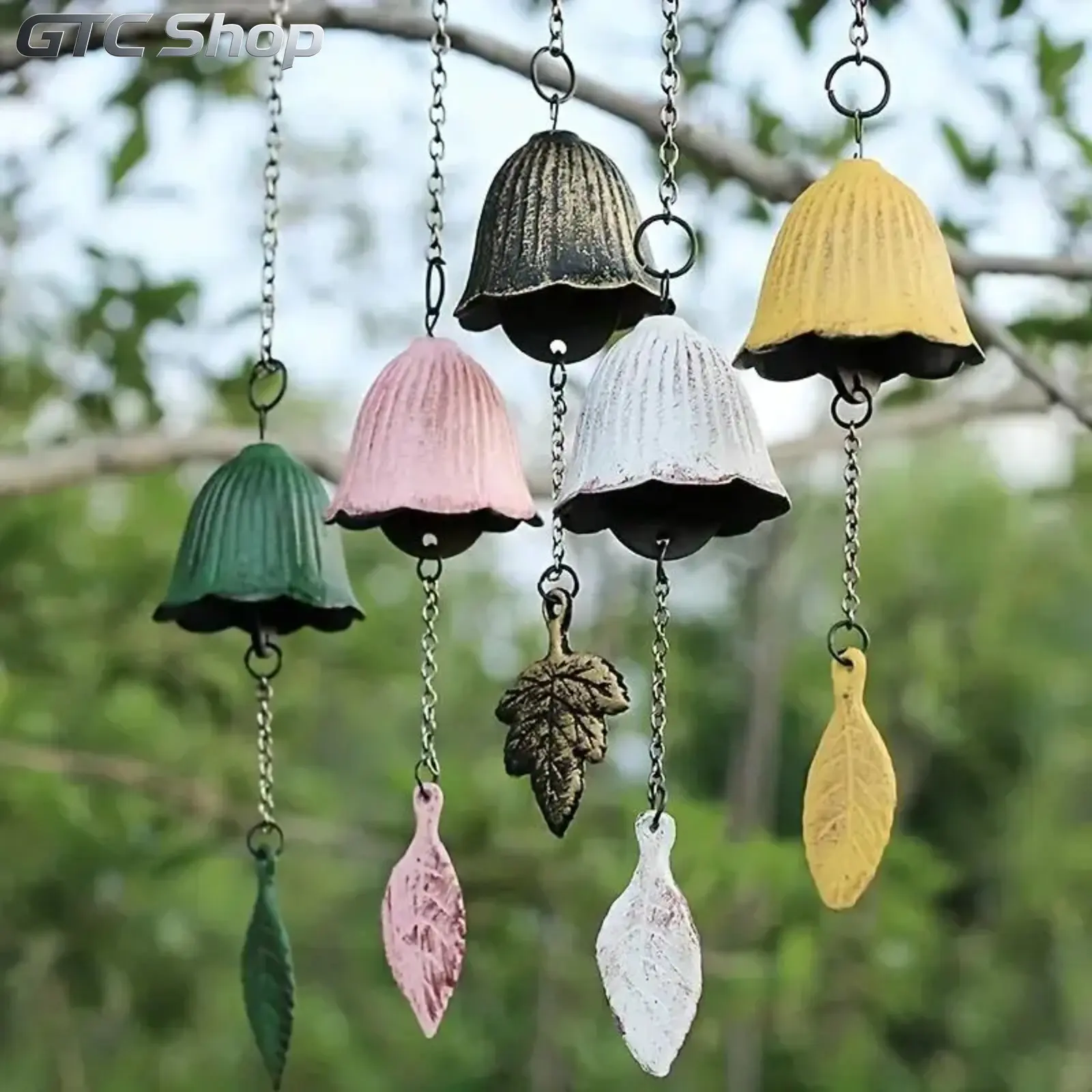 Classic 1-Piece Rustic Cast Iron Metal Leaf Bell Chimes, Durable Easy-to-Hang Patio Decor for Sports & Outdoor Hammock Areas, Holidays, Friends and Family Gatherings