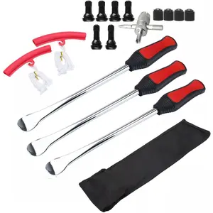 Tire Spoon Lever Dirt Bike Lawn Mower Motorcycle Tire Changing Tools with Stable Bag 3 Tire Irons 2 Rim Protectors 1 Valve Stems Set TR412 TR413