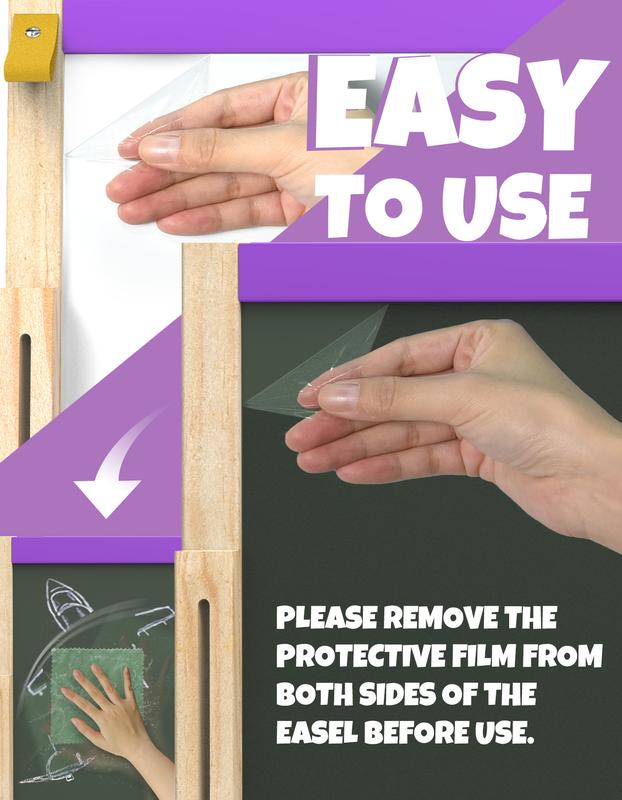 JOYOOSS Easel for Kids Art Easel Kids Easels for Toddlers Easel,Dual-Sided Adjustable Wooden Magnetic Board for Kids 106-PURPLE