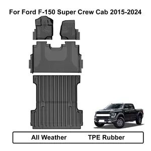 Rubber Floor Mats & Trunk Mat Cargo Liner for Ford F-150 Super Crew Cab 2015-2024, Interior Protection Accessory That Protects Interiors