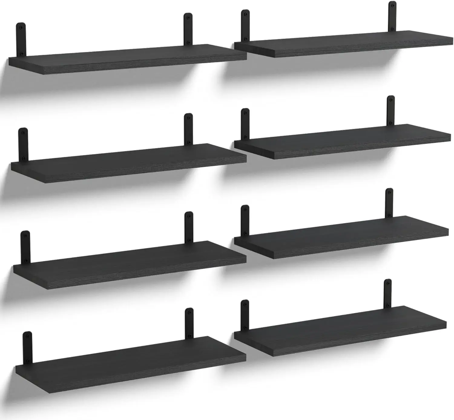 Set of 8 for Wall Decor, Wall Mounted Shelves,Rustic Wood Hanging Shelves for Wall Storage, Wall Shelves for Bedroom, Bathroom, Living Room - Black