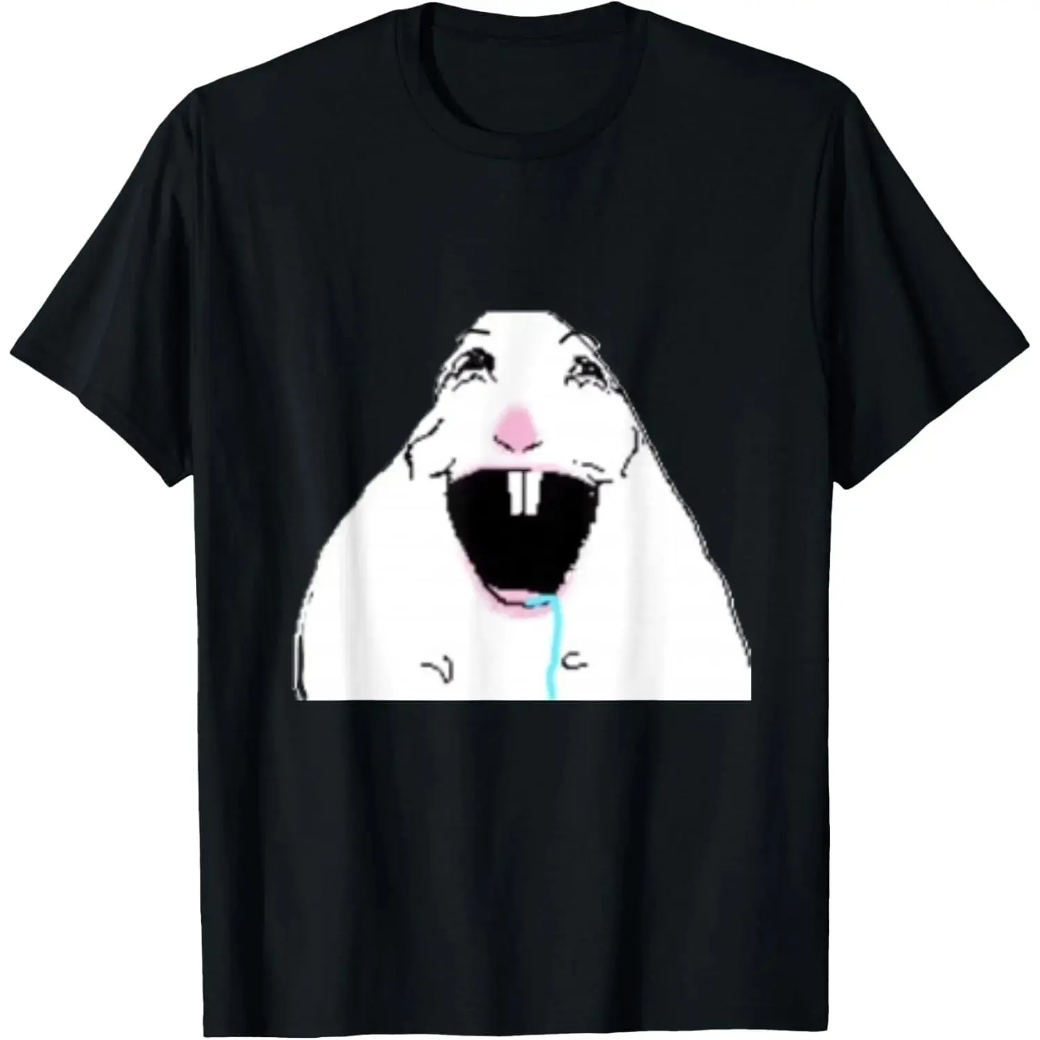 Men's/Women's Streetwear Graphic T-Shirt - Casual Round Neck Short-Sleeve, Silly Drooling White Hamster Print, Sports & Outdoor Tops, Tshirt