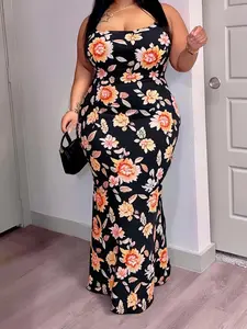 【Plus Size】 Camo / Floral Print Cami Dress, Fashion Casual Cami Dress for Daily Outdoor Wear, Women Plus Clothing for Spring Fall