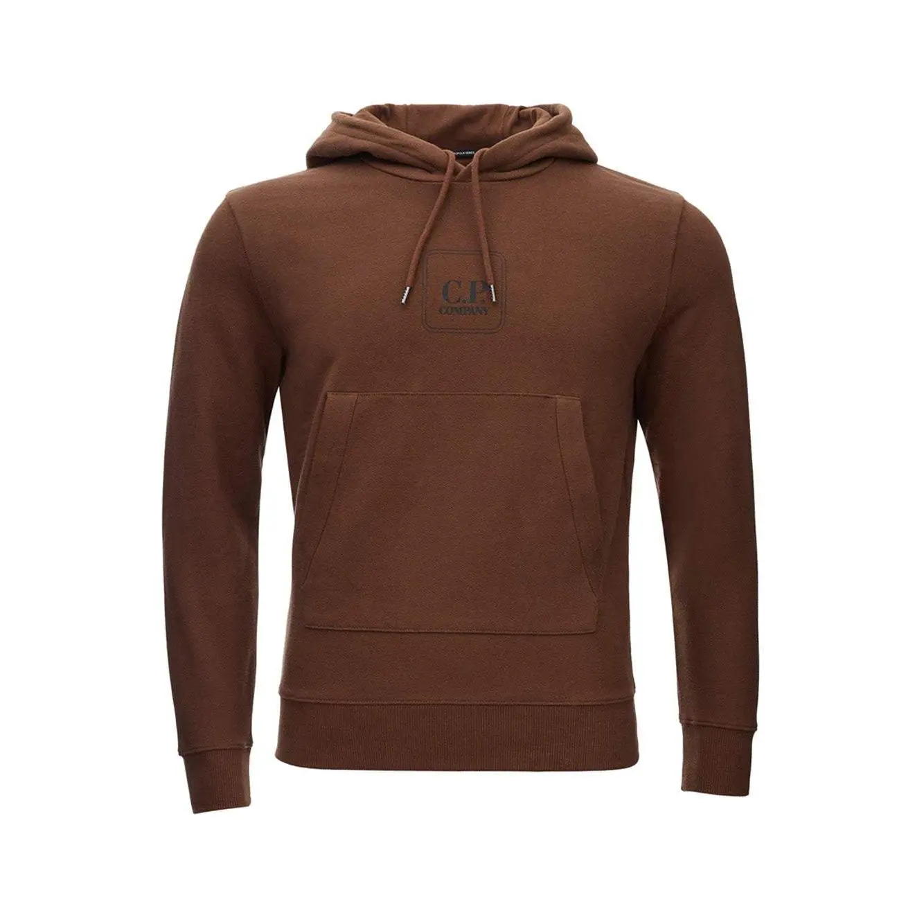 C.P. Company Brown Cotton Hooded Sweatshirt with Logo
