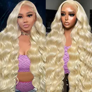 Gk 38 Inch 13x6 613 Lace Front Wig Human Hair Body Wave Blonde Lace Front Wigs Human Hair Pre-Plucked Bleached 200% Density 613 Hd Lace Frontal Wigs for Women