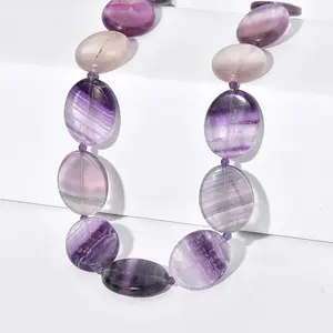 Multi Fluorite and  Amethyst 435.00 ctw Beaded Necklace in 18K Yellow Gold Plated 18 Inches